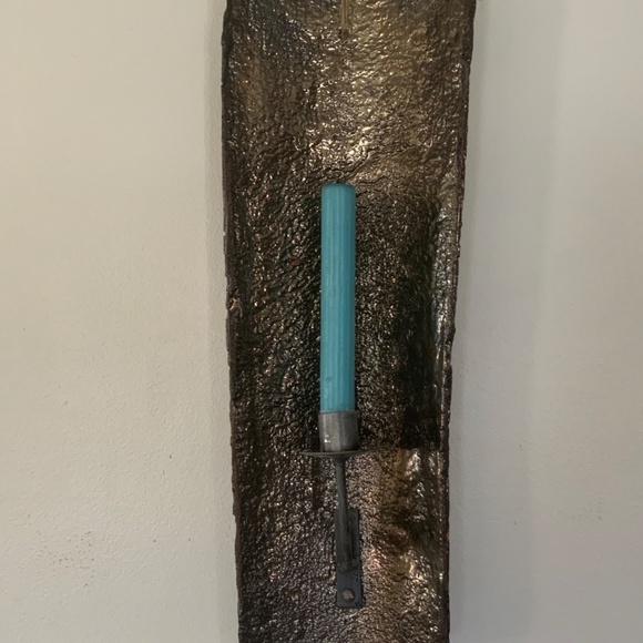 ANTHROPOLOGIE ceramic candle holder /bronzed glaze/rustic/New/18” high - Picture 7 of 7